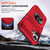 iPhone 17 TPU+PC Shockproof Card Phone Case with Metal Ring Holder - Red