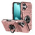 iPhone 17 TPU+PC Shockproof Card Phone Case with Metal Ring Holder - Rose Gold