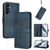 Samsung Galaxy A16 5G Line Splicing Buckle Retro Leather Phone Case - Dark Blue
