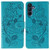 Samsung Galaxy A16 5G Rose Butterfly Embossed Leather Phone Case - Blue