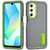 Samsung Galaxy A16 5G Rugged PC Hybrid Silicone Phone Case with Holder - Grey+Fresh Green