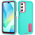 Samsung Galaxy A16 5G Rugged PC Hybrid Silicone Phone Case with Holder - Light Green+Rose Red Samsung Galaxy A16 5G Rugged PC Hybrid Silicone Phone Case with Holder - Light Green+Rose Red
