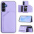 Samsung Galaxy A16 5G Skin Feel Four Card Slots Phone Case with Wrist Strap - Purple