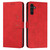 Samsung Galaxy A26 5G Skin Feel Heart Embossed Leather Phone Case with Long Lanyard - Red