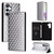Samsung Galaxy A36 5G / A56 5G Cubic Grid Texture Flip Leather Phone Case - Silver