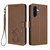 Samsung Galaxy A36 5G / A56 5G Embossed Heart Cat Leather Phone Case with Hand Strap - Brown