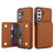 Samsung Galaxy A36 5G Crossbody Dual-buckle Wallet RFID Back Leather Phone Case - Brown Samsung Galaxy A36 5G Crossbody Dual-buckle Wallet RFID Back Leather Phone Case - Brown