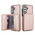 Samsung Galaxy A36 5G Crossbody Dual-buckle Wallet RFID Back Leather Phone Case - Rose Gold