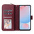 Samsung Galaxy A56 5G 9-Card Slots Zipper Wallet Bag Leather Phone Case - Wine Red