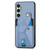 Samsung Galaxy A56 5G Carbon Fiber Wallet Flip Card K-shaped Holder Phone Case - Blue