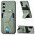 Samsung Galaxy A56 5G Carbon Fiber Wallet Flip Card K-shaped Holder Phone Case - Green