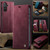 Samsung Galaxy A56 5G CaseMe 033 Calf Leather Lining Microfibre RFID Blocking Phone Case - Red