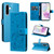 Samsung Galaxy A56 5G Cat and Bee Embossed Flip Leather Phone Case - Blue