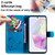 Samsung Galaxy A56 5G Cat and Bee Embossed Flip Leather Phone Case - Blue