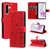 Samsung Galaxy A56 5G Cat and Bee Embossed Flip Leather Phone Case - Red