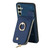 Samsung Galaxy A56 5G Cross Leather Ring Vertical Zipper Wallet Back Phone Case - Blue