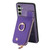 Samsung Galaxy A56 5G Cross Leather Ring Vertical Zipper Wallet Back Phone Case - Purple