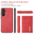 Samsung Galaxy A56 5G DG.MING M1 Series 3-Fold Multi Card Wallet + Magnetic Phone Case - Red Samsung Galaxy A56 5G DG.MING M1 Series 3-Fold Multi Card Wallet + Magnetic Phone Case - Red