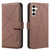 Samsung Galaxy A56 5G Geometric Pattern RFID Leather Phone Case - Brown