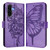 Samsung Galaxy A56 5G Global Embossed Butterfly Leather Phone Case - Light Purple