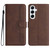 Samsung Galaxy A56 5G Heart Pattern Skin Feel Leather Phone Case - Brown