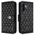 Samsung Galaxy A56 5G Rhombic Texture Flip Leather Phone Case with Lanyard - Black