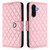 Samsung Galaxy A56 5G Rhombic Texture Flip Leather Phone Case with Lanyard - Pink