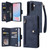 Samsung Galaxy A56 5G Rivet Buckle 9 Cards Three Fold Leather Phone Case - Blue