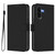 Samsung Galaxy A56 5G Skin Feel Solid Color Leather Phone Case with Lanyard - Black