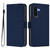 Samsung Galaxy A56 5G Skin Feel Solid Color Leather Phone Case with Lanyard - Navy Blue