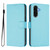 Samsung Galaxy A56 5G Skin Feel Solid Color Leather Phone Case with Lanyard - Sky Blue
