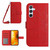 Samsung Galaxy A56 5G Skin Feel Sun Flower Embossed Flip Leather Phone Case with Lanyard - Red