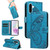 Samsung Galaxy A56 5G Swallowtail Butterfly Embossed Leather Phone Case - Blue
