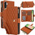 Samsung Galaxy A56 5G YM016 Rhombic Zipper Card Wallet Leather Phone Case with Lanyard - Brown