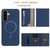 Samsung Galaxy A56 5G Zipper Horizontal Magnetic Card Bag RFID MagSafe Phone Case - Dark Blue