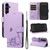 Samsung Galaxy S25 FE 5G Adorable Cat Embossed Pattern Flip Leather Phone Case - Purple