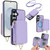 Samsung Galaxy S25 FE 5G AwQuer 2 in 1 Crossbody Zipper Wallet Leather Back Phone Case - Light Purple