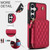 Samsung Galaxy S25 FE 5G AwQuer Crossbody Zipper Wallet Rhombic Leather Back Phone Case - Red
