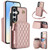 Samsung Galaxy S25 FE 5G AwQuer Crossbody Zipper Wallet Rhombic Leather Back Phone Case - Rose Gold
