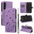 Samsung Galaxy S25 FE 5G Cat and Bee Embossed Flip Leather Phone Case - Purple