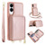 Samsung Galaxy S25 FE 5G Crossbody Zipper RFID Card Bag Phone Case - Rose Gold
