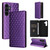 Samsung Galaxy S25 FE 5G Cubic Grid Texture Flip Leather Phone Case - Purple