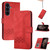 Samsung Galaxy S25 FE 5G Cubic Skin Feel Flip Leather Phone Case - Red