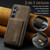 Samsung Galaxy S25 FE 5G DG.MING M2 Series 3-Fold Multi Card Bag + Magnetic Phone Case - Coffee