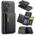 Samsung Galaxy S25 FE 5G DG.MING M5 Series Zip RFID Multi Card Detachable Leather Phone Case - Black