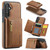 Samsung Galaxy S25 FE 5G DG.MING M5 Series Zip RFID Multi Card Detachable Leather Phone Case - Brown