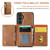 Samsung Galaxy S25 FE 5G DG.MING M5 Series Zip RFID Multi Card Detachable Leather Phone Case - Brown