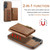 Samsung Galaxy S25 FE 5G DG.MING M5 Series Zip RFID Multi Card Detachable Leather Phone Case - Brown