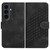 Samsung Galaxy S25 FE 5G Elephant Head Embossed Phone Leather Case with Lanyard - Black