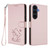 Samsung Galaxy S25 FE 5G Embossed Heart Cat Leather Phone Case with Hand Strap - Pink